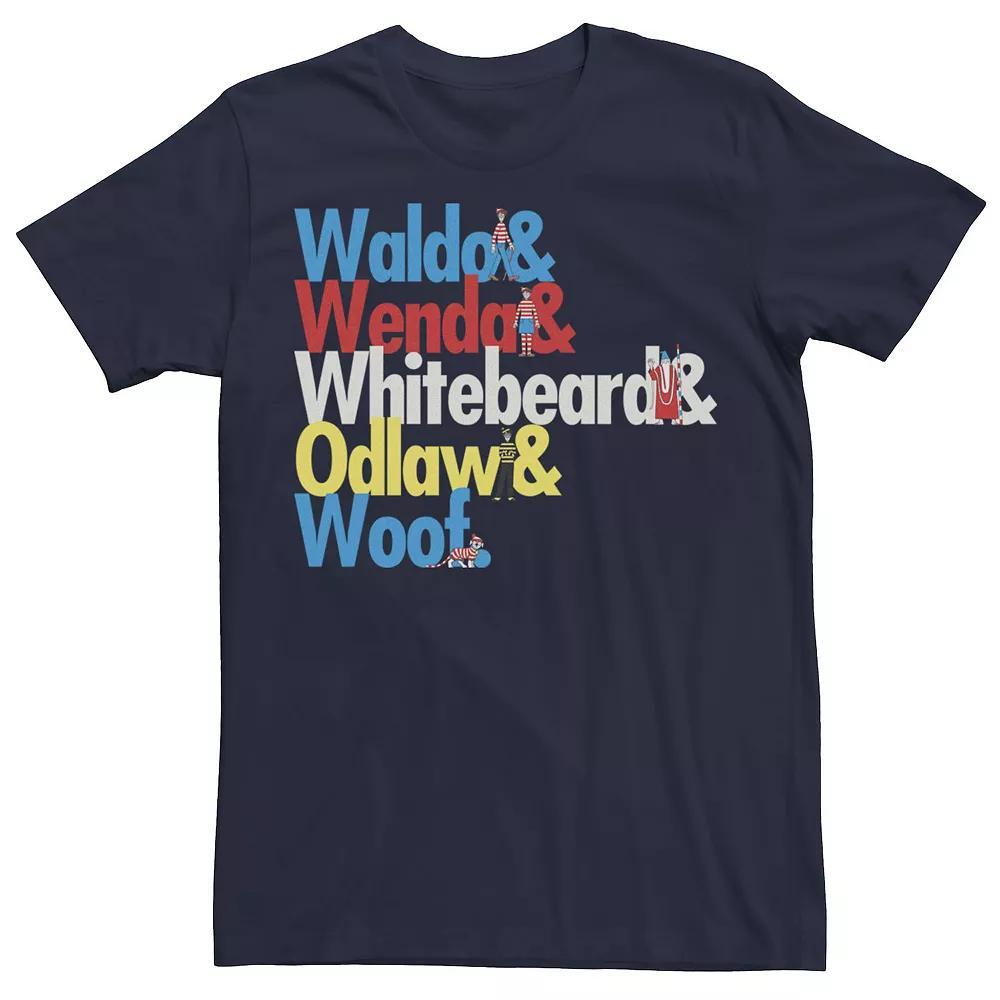 Men's Where's Waldo Colorful Character Name Stack Graphic Tee,  Product Image