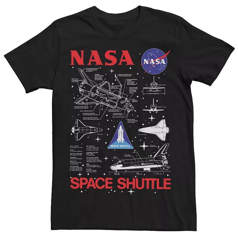 Men's NASA Space Shuttle Schematics Tee, Size: Large, Black Product Image