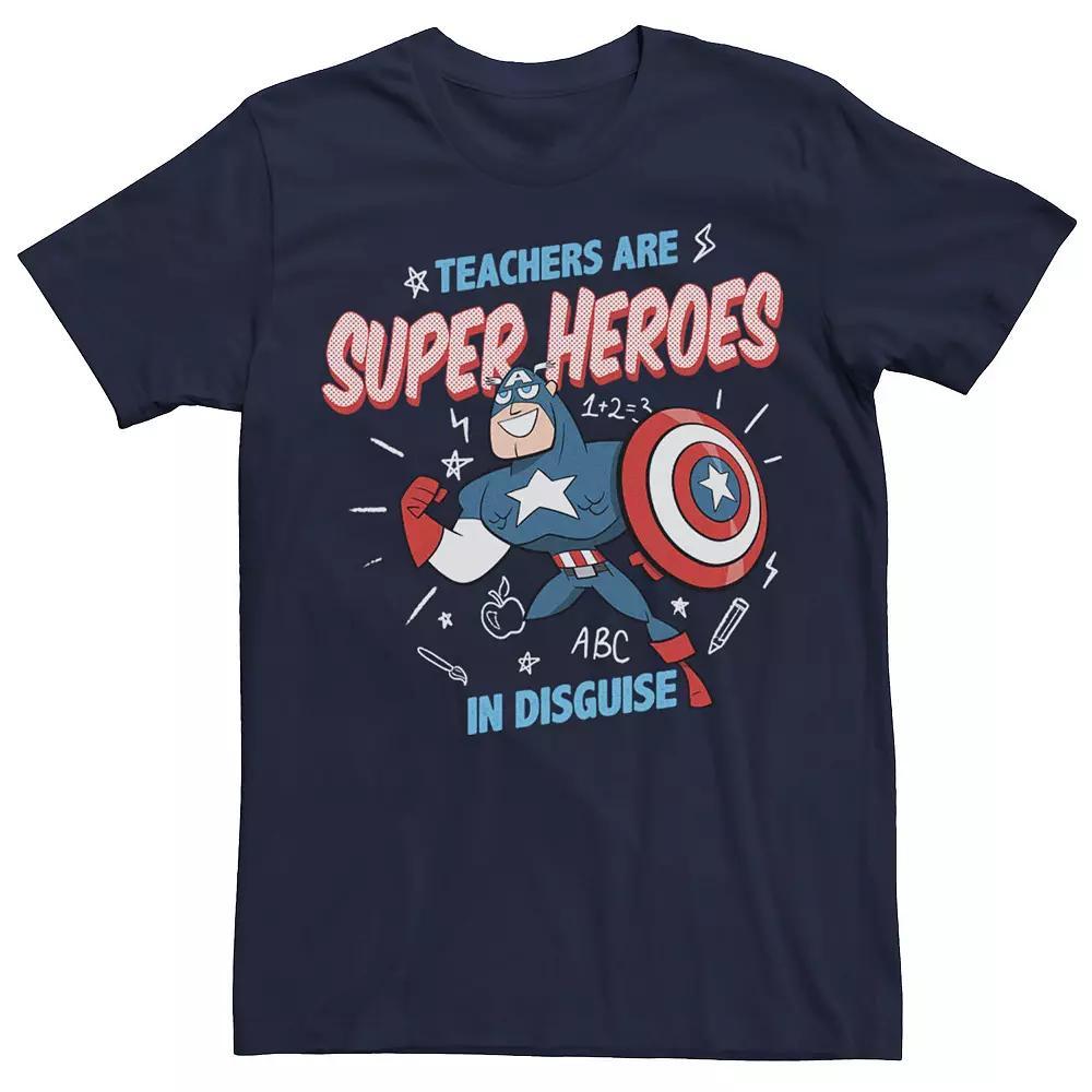 Men's Marvel Captain America Teachers Are Heroes Tee, Size: Large, Blue Product Image