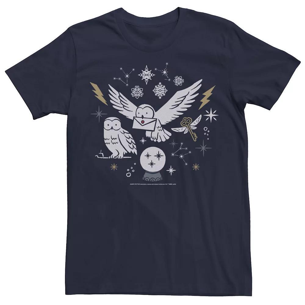 Men's Harry Potter Christmas Winter Owls Tee, Size: Large, Black Product Image