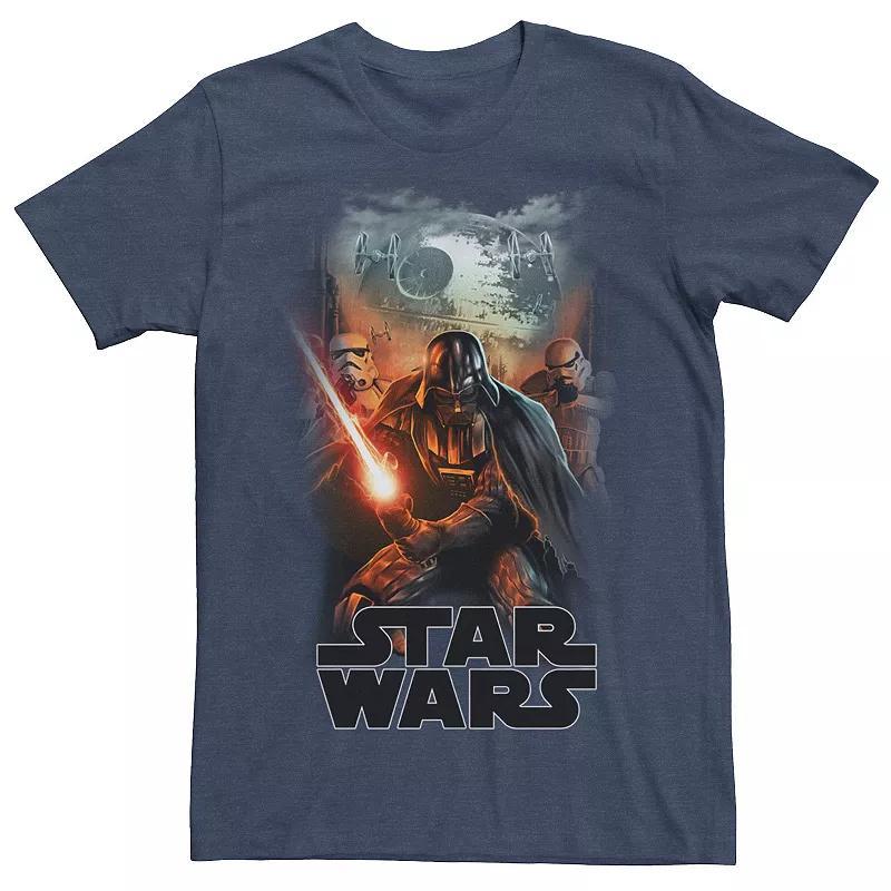 Mens Star Wars Darth Vader Dark Poster Tee Navy Grey Product Image