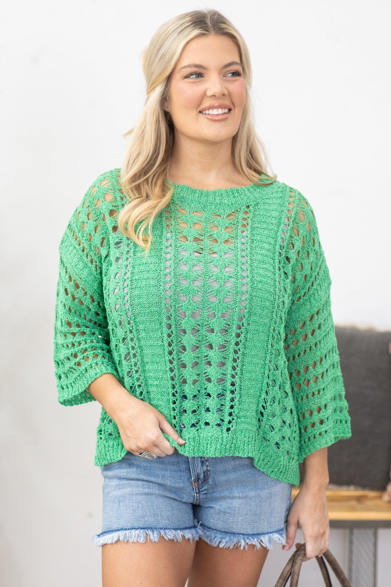 Jade Crochet Knit Half Sleeve Top Product Image