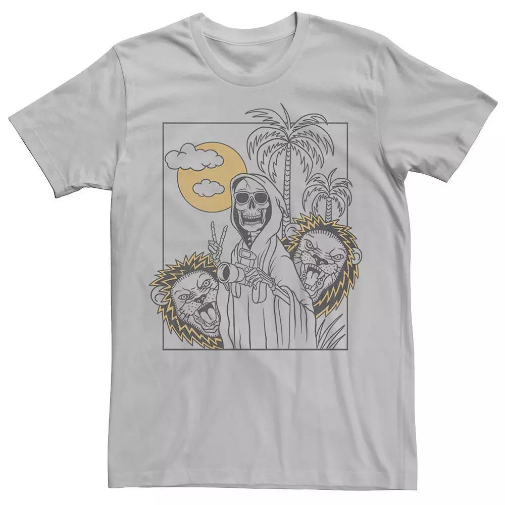 Men's Grim Reaper Safari Line Art Portrait Graphic Tee,  Product Image