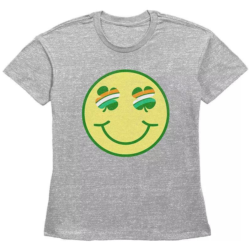 Women's Shamrock Eyes Smiley Face Graphic Tee, Girl's,  Product Image