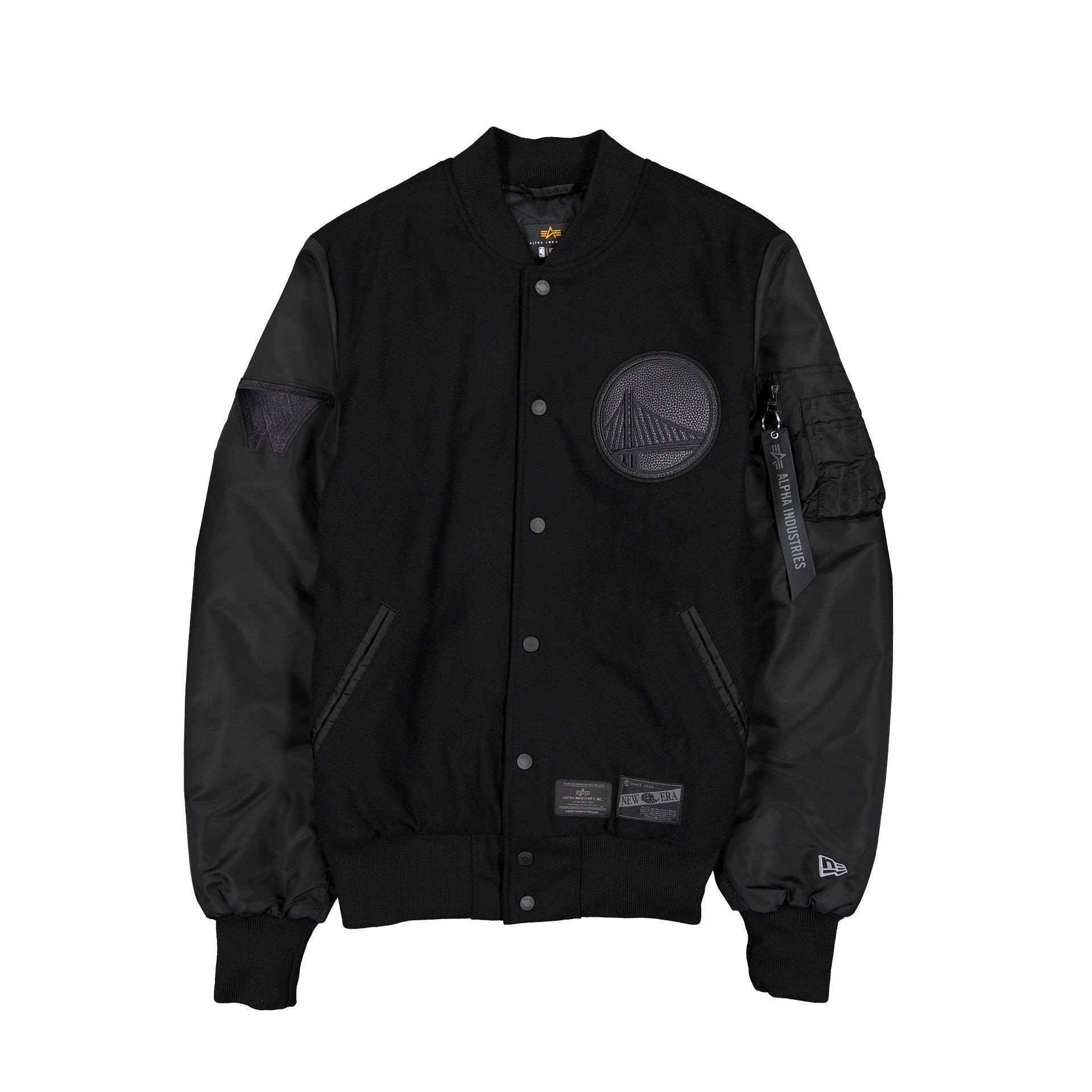 Alpha Industries x Golden State Warriors MA-1 Wool Varsity Jacket Black Male Product Image