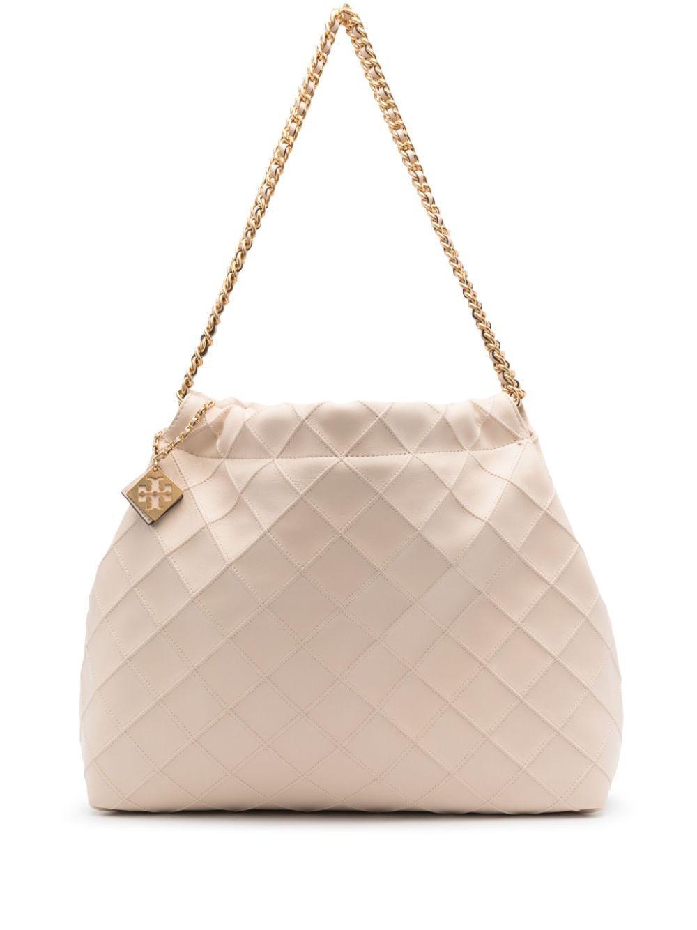 TORY BURCH Fleming Soft Leather Shoulder Bag In Neutrals Product Image