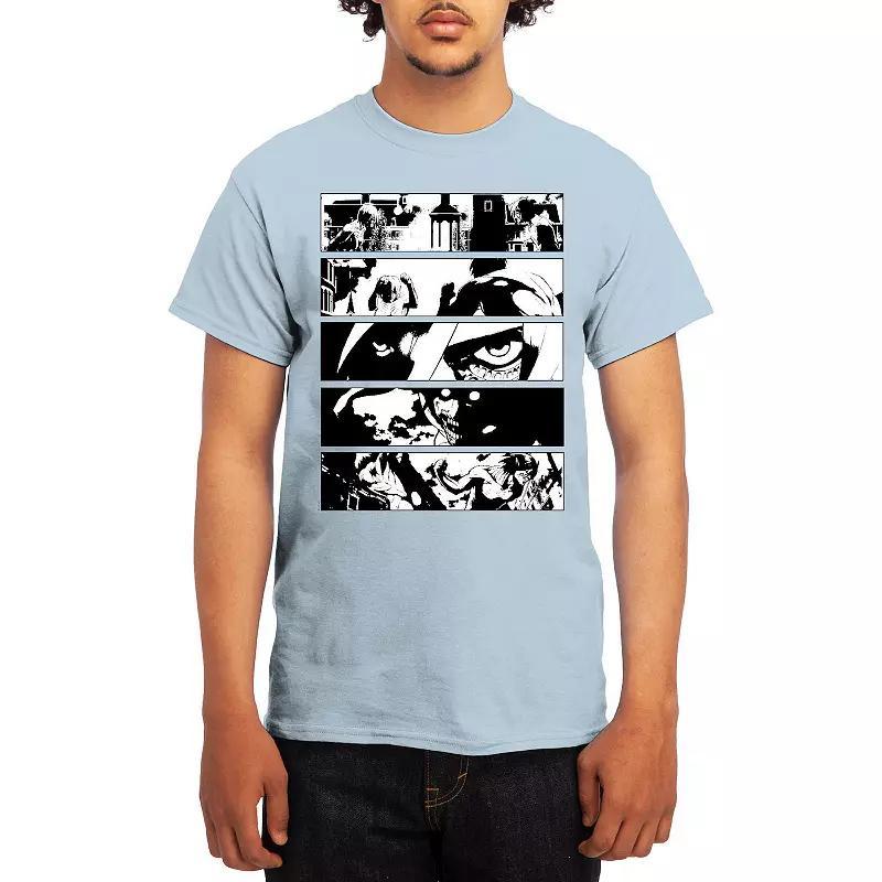 Men's Attack on Titan Black & White Battle Layout Tee, Size: Small, Grey Product Image