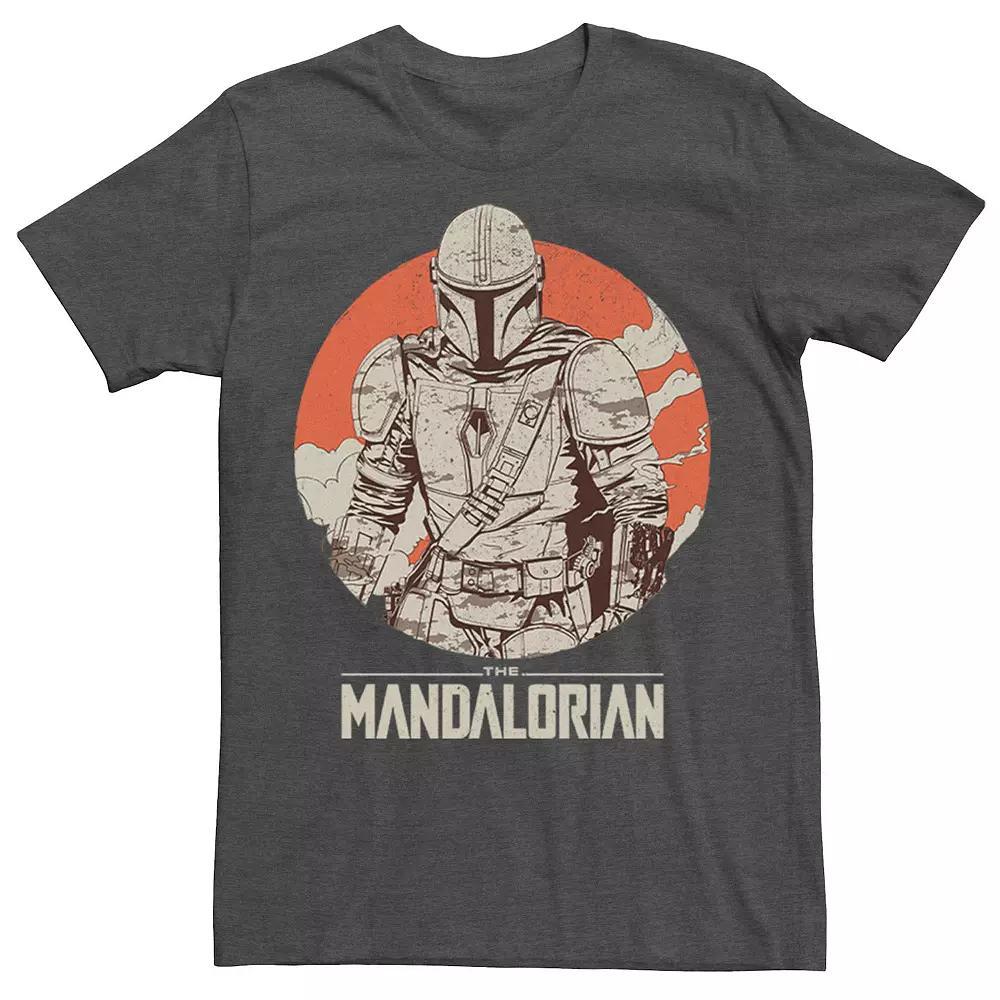 Men's Star Wars The Mandalorian Orange Sun Portrait Tee, Size: Large, Grey Heather Product Image