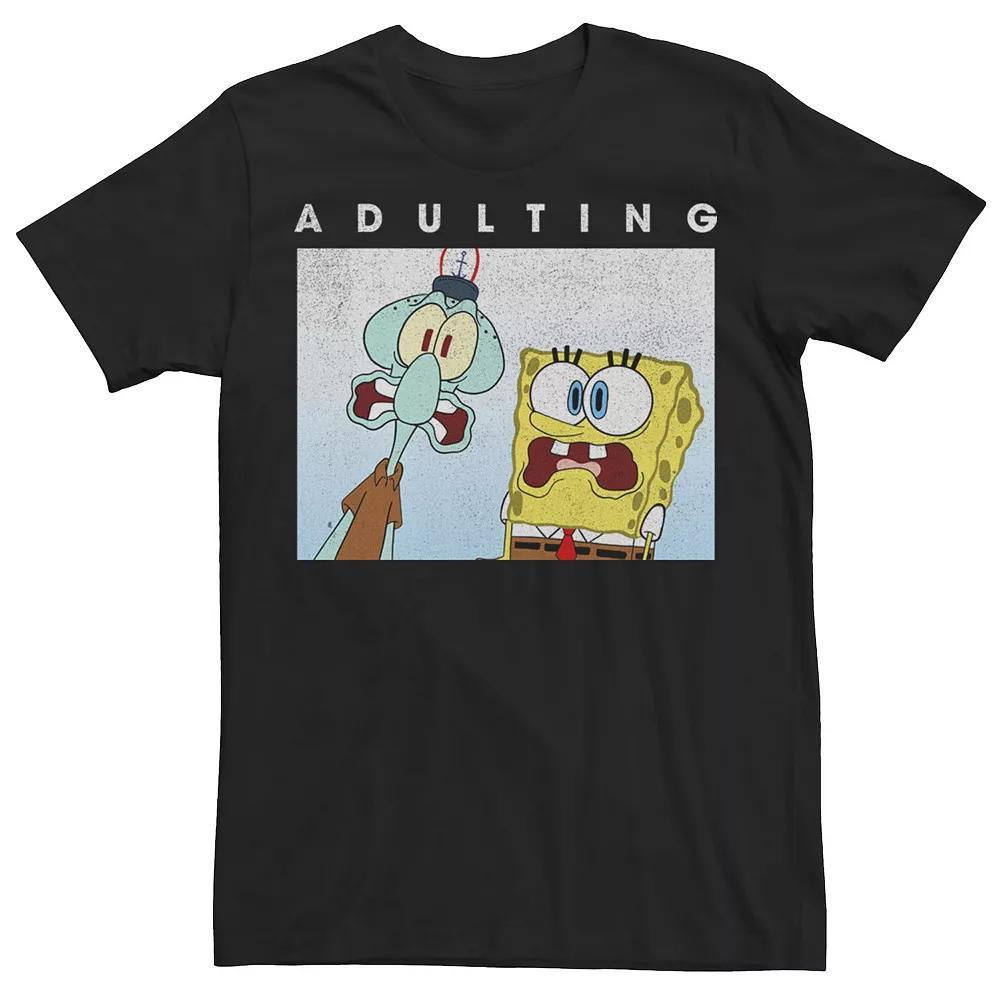 Big & Tall SpongeBob SquarePants & Squidward Scared Of Adulting Tee, Mens Product Image