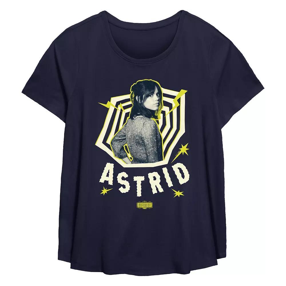 Plus Size Beetlejuice 2 Astrid Poster Flowy Graphic Tee, Women's, Size: 0X, Blue Product Image