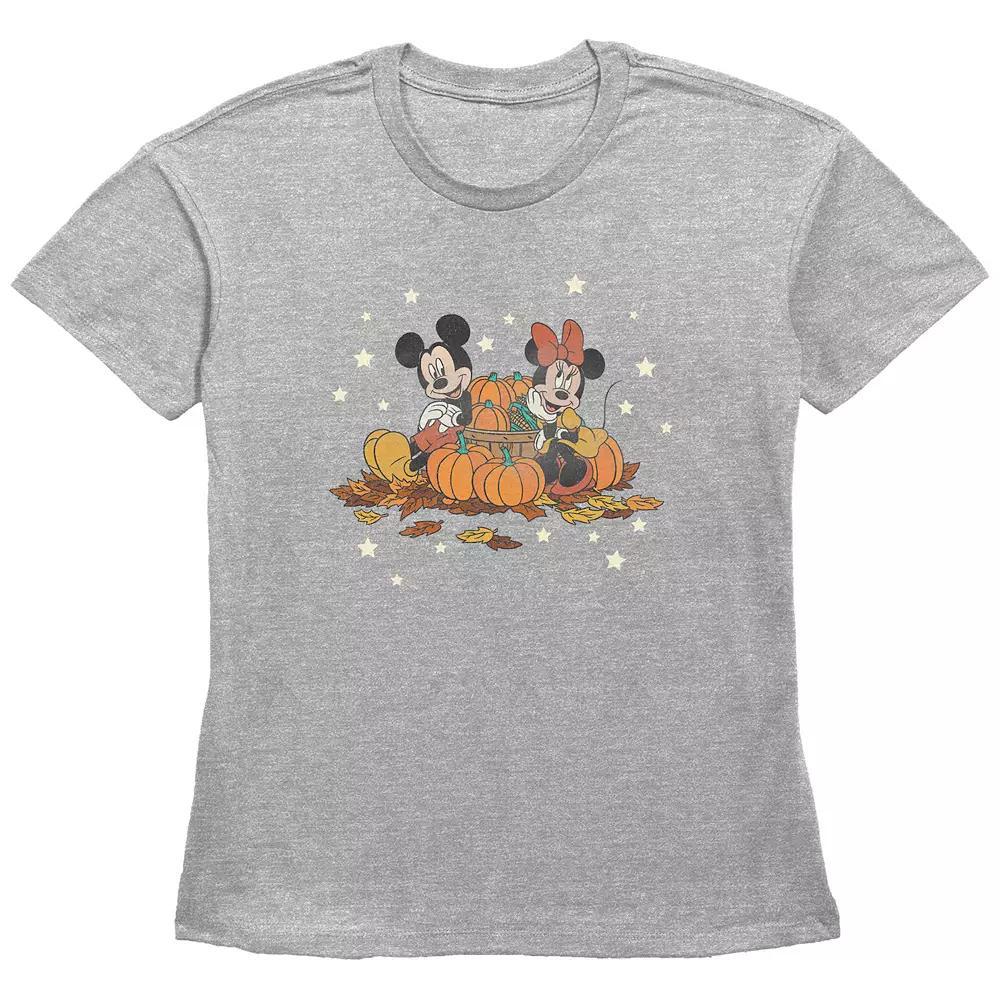 Disney's Mickey Mouse And Minnie Mouse Pumpkin Harvest Women's Graphic Tee,  Product Image