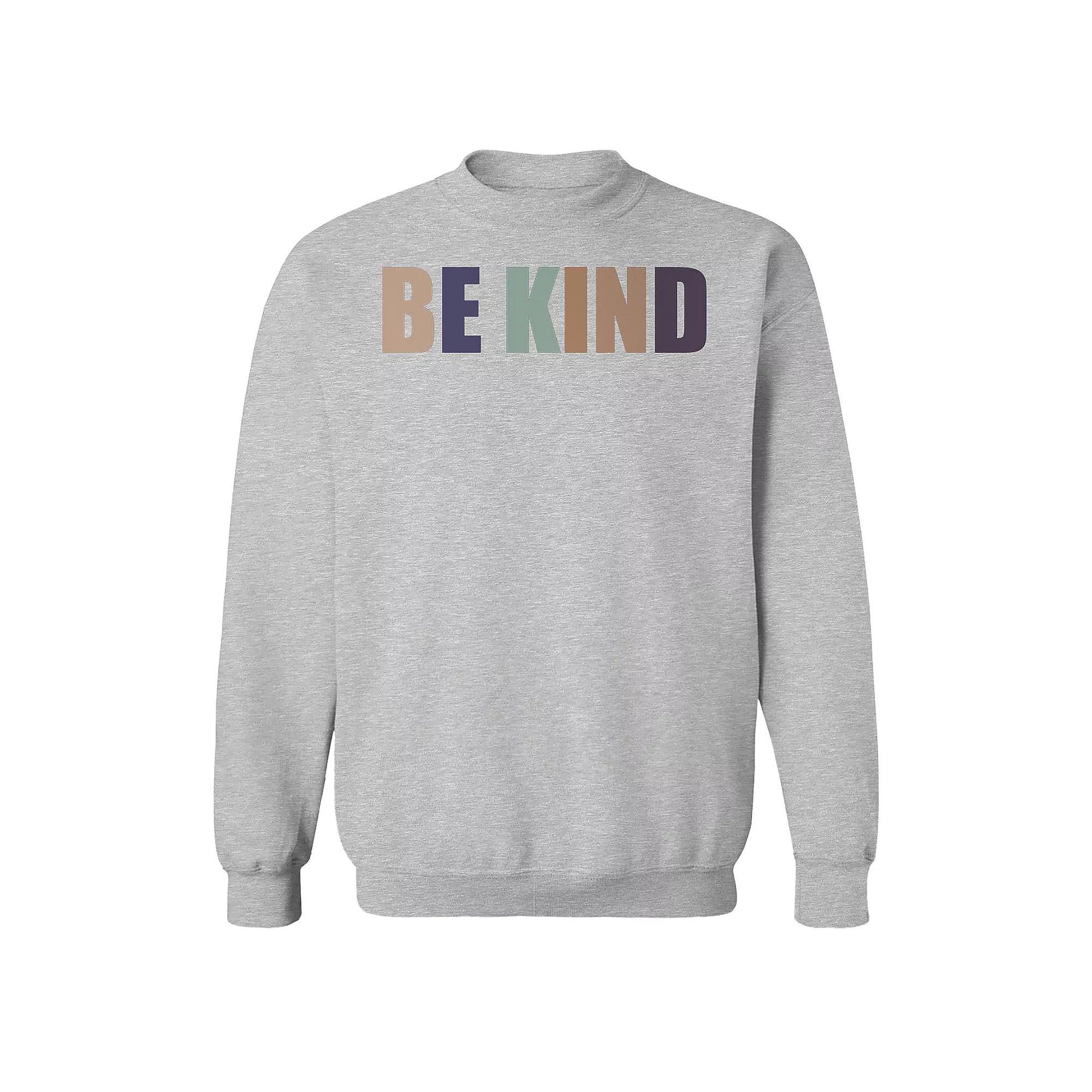Men's Be Kind Colorful Text Graphic Fleece Sweatshirt, Size: Large, Sport Gray Product Image