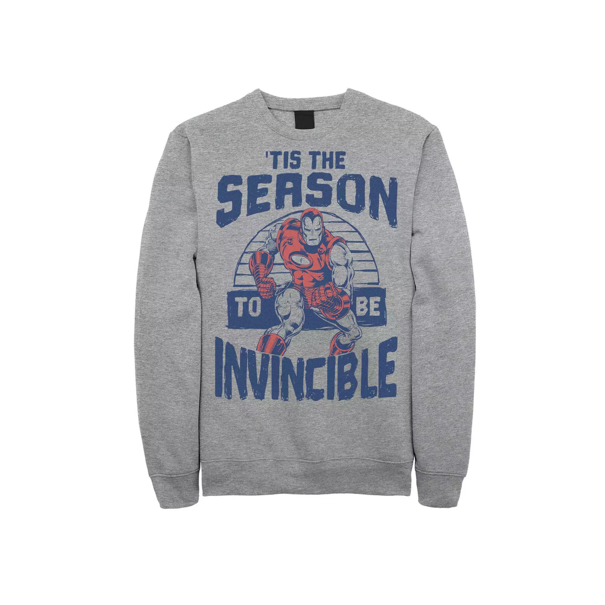 Men's Marvel Iron Man 'Tis The Season Invincible Christmas Sweatshirt, Size: Medium, Athletic Grey Product Image