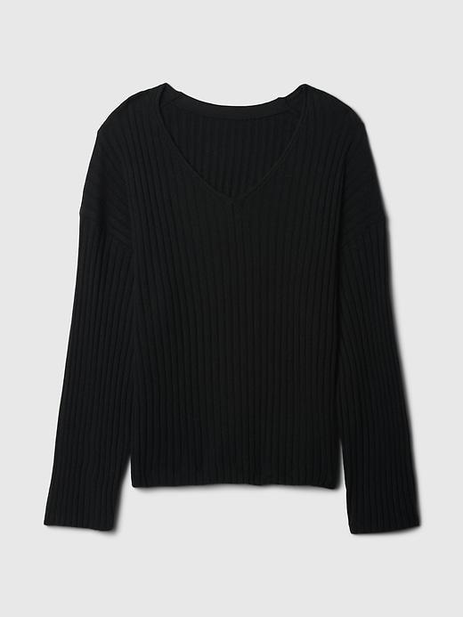 CashSoft Wide Rib V-Neck Sweater Product Image