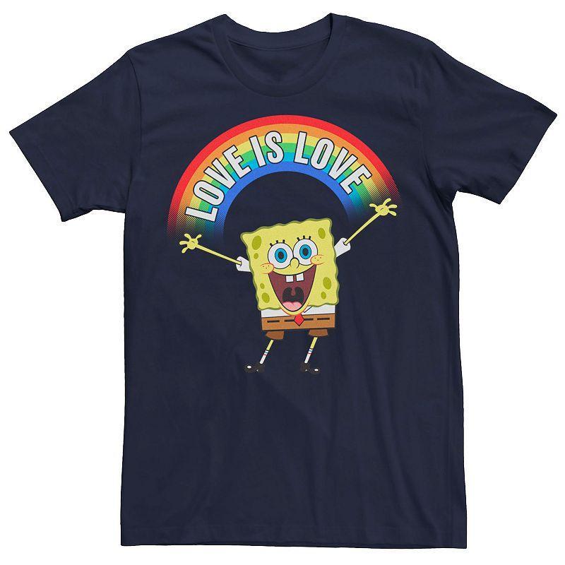 Adult SpongeBob SquarePants Pride Love Is Love Rainbow Tee, Men's, Size: XL, Blue Product Image