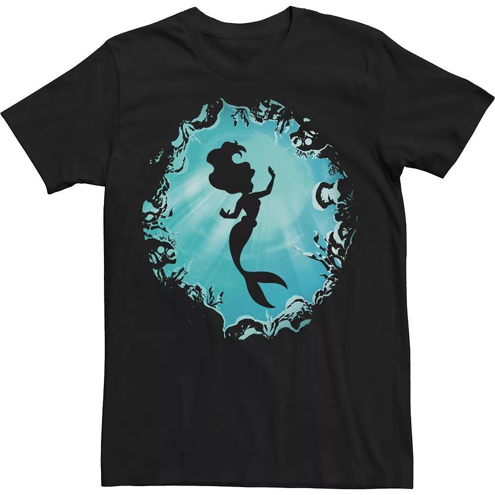 Big & Tall Disney Princesses Ariels Grotto Silhoutte Tee, Men's, Size: 5XL, Black Product Image