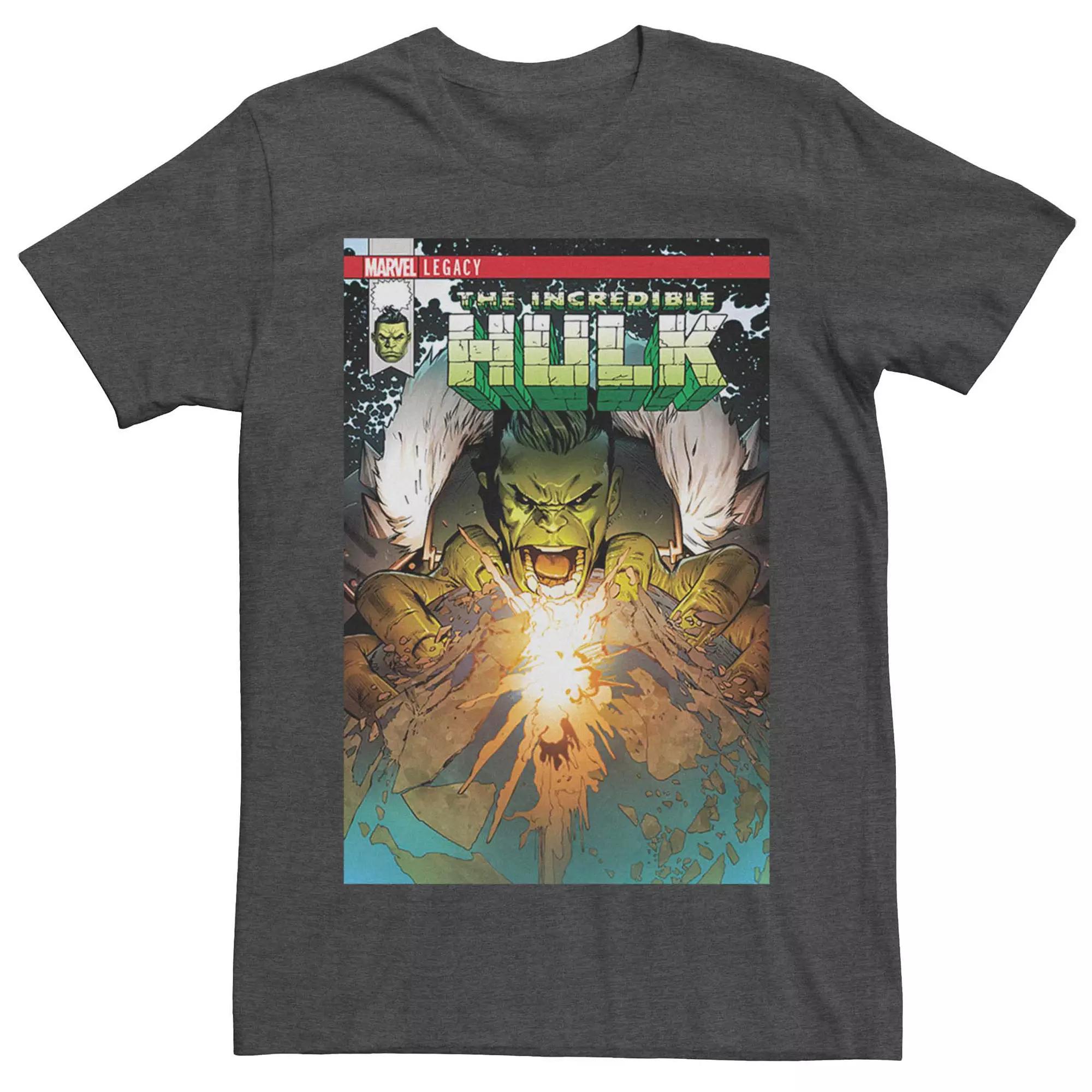 Mens Marvel The Incredible Hulk Planet Grab Comic Cover Graphic Tee Grey Heather Product Image