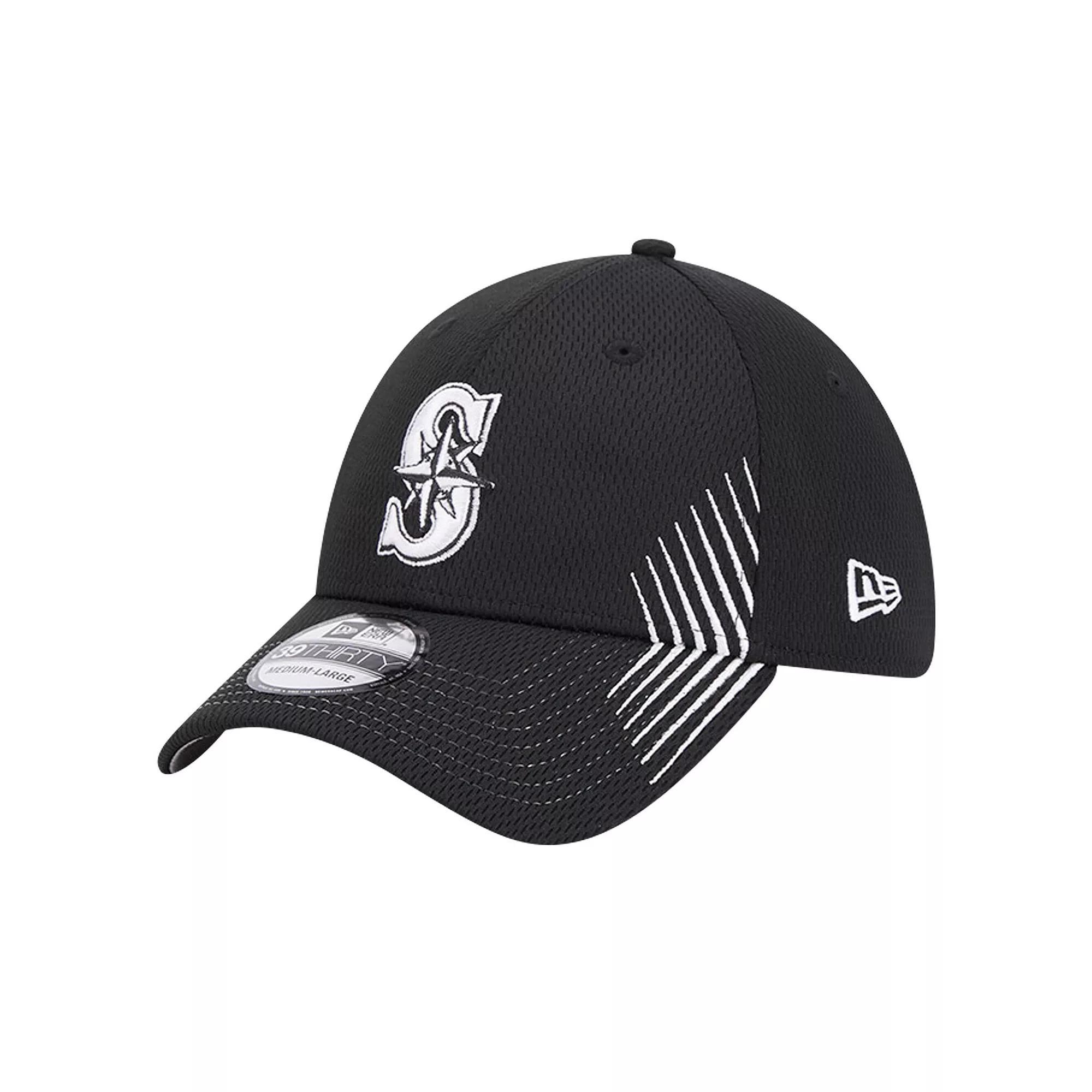 Men's New Era Black Seattle Mariners Active Dash Mark 39THIRTY Flex Hat, Size: Large/XL Product Image