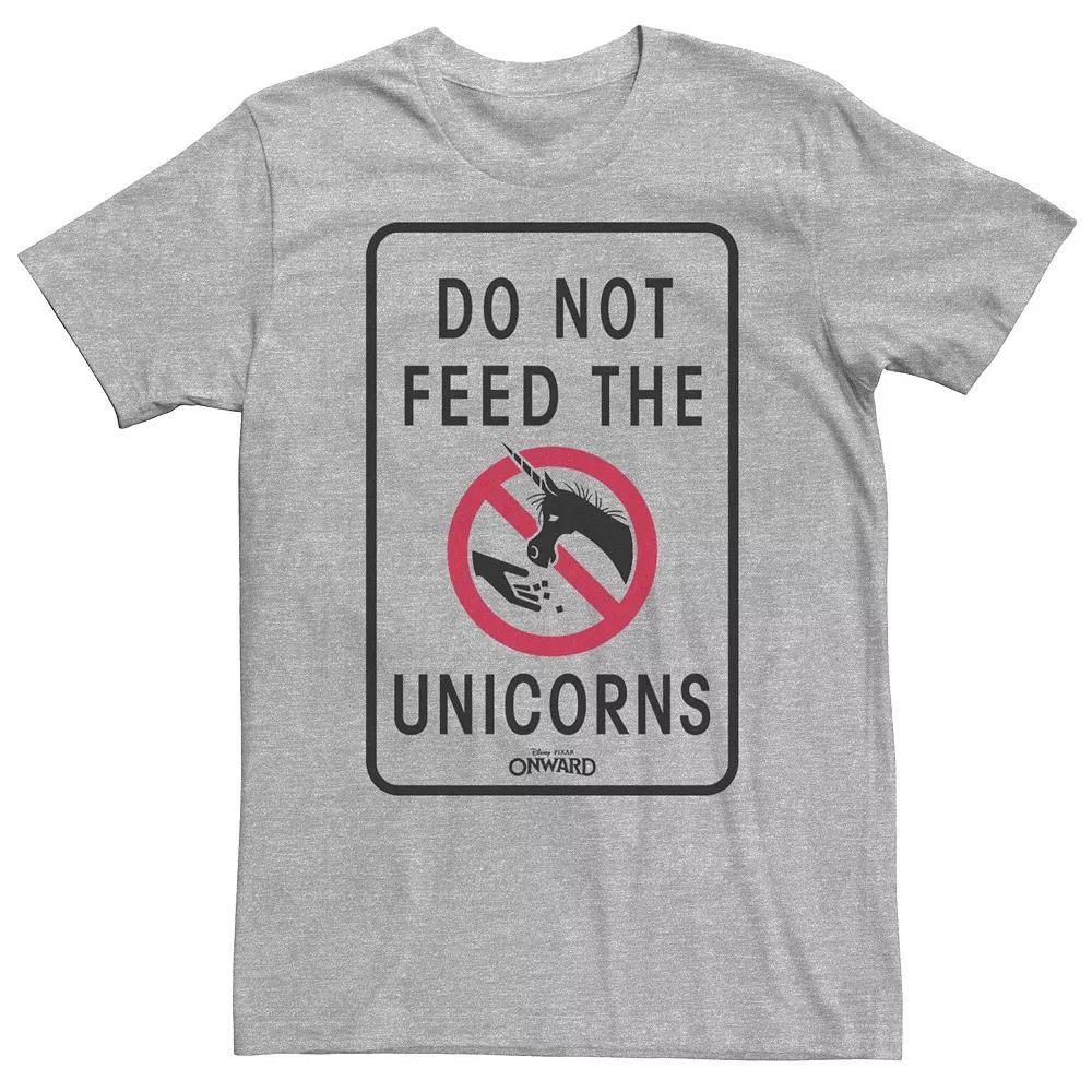 Big & Tall Disney / Pixar Onward Do Not Feed The Unicorns Sign Tee, Men's, Size: 3XL Tall, Athletic Grey Product Image