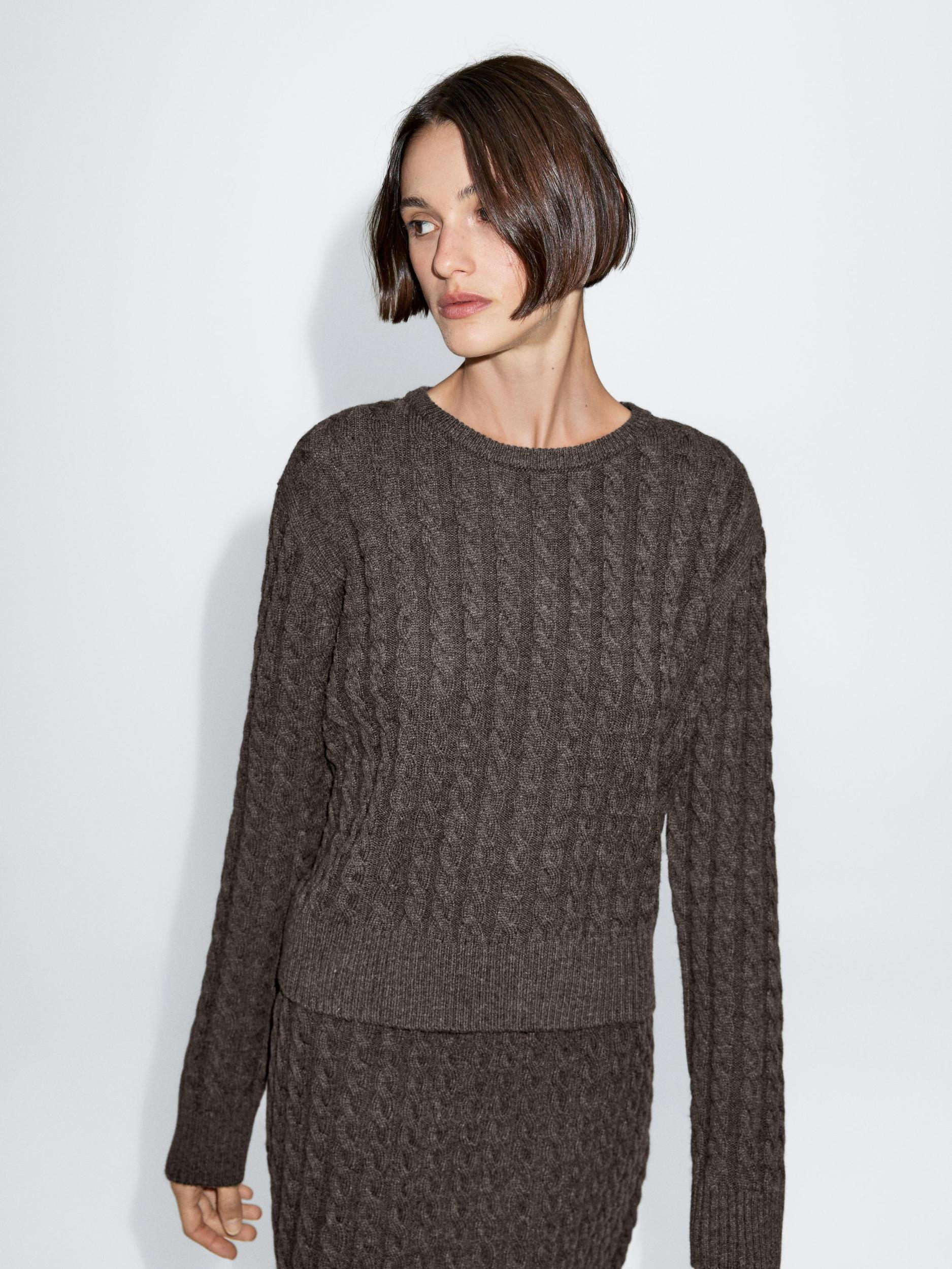 Wool blend cable-knit sweater Product Image
