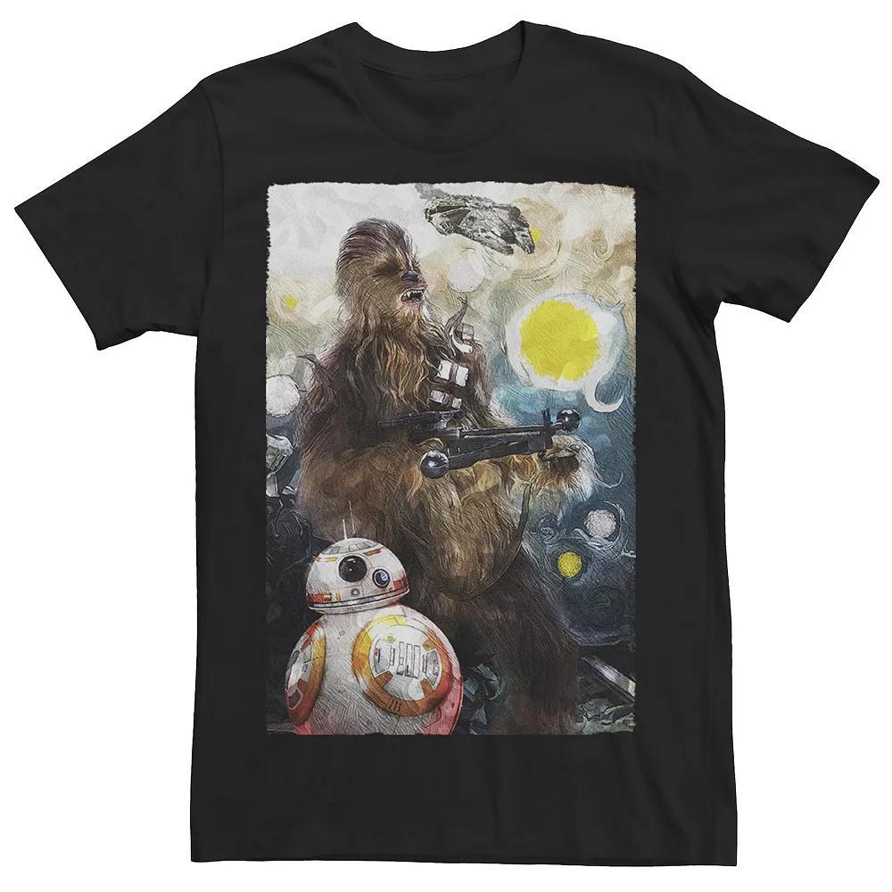 Men's Star Wars BB-8 And Chewbacca Starry Night Poster Tee,  Product Image