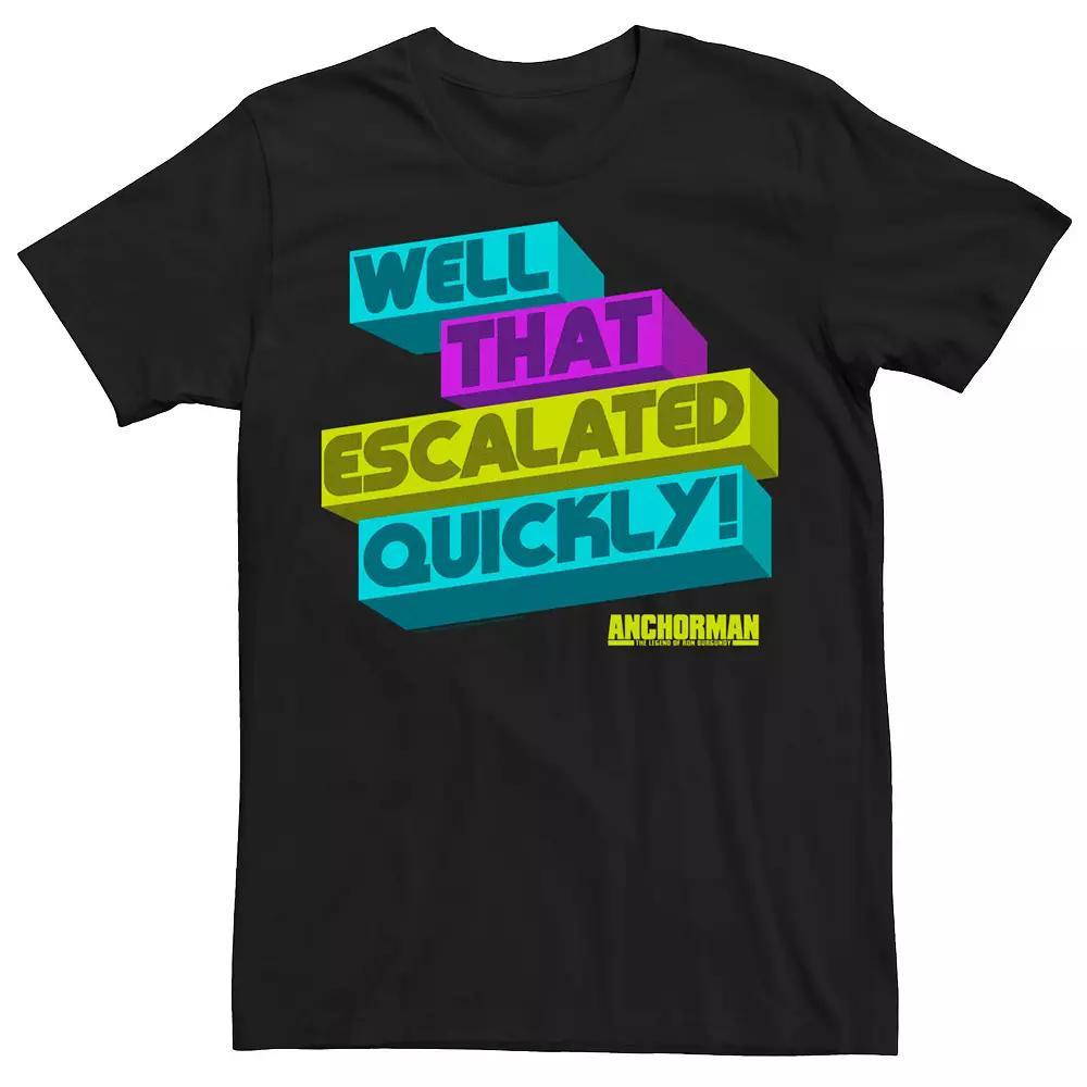 Men's Anchorman Well That Escalated Quickly Tee, Size: Large, Black Product Image