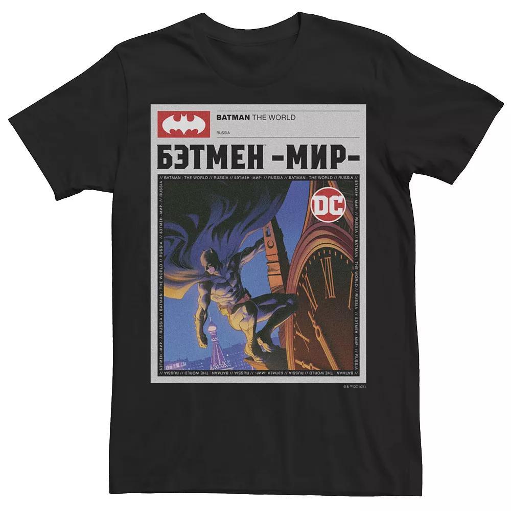 Men's Batman: The World News Poster Tee, Boy's, Size: XXL, Black Product Image
