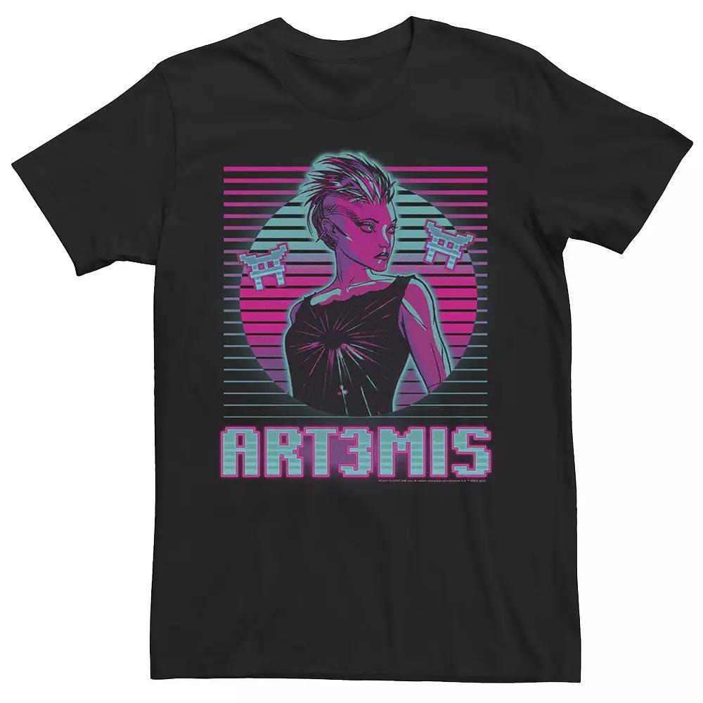 Men's Ready Player One Artemis Shuttered Neon Portrait Tee, Size: Large, Black Product Image