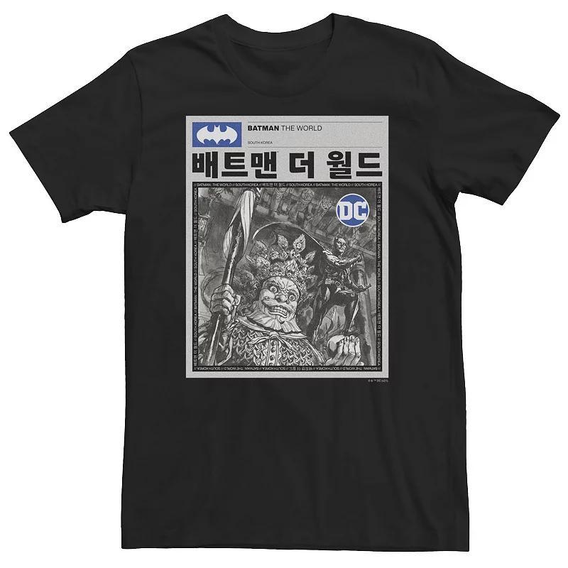 Big & Tall DC Comic Batman: The World Kanji Style News Poster Tee, Men's, Size: XXL Tall, Black Product Image