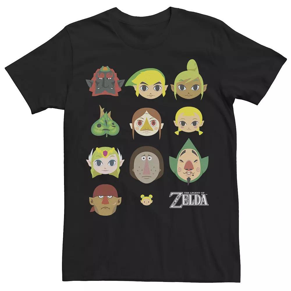 Men's Nintendo Legend of Zelda Simple Character Faces Tee, Size: XL, Black Product Image