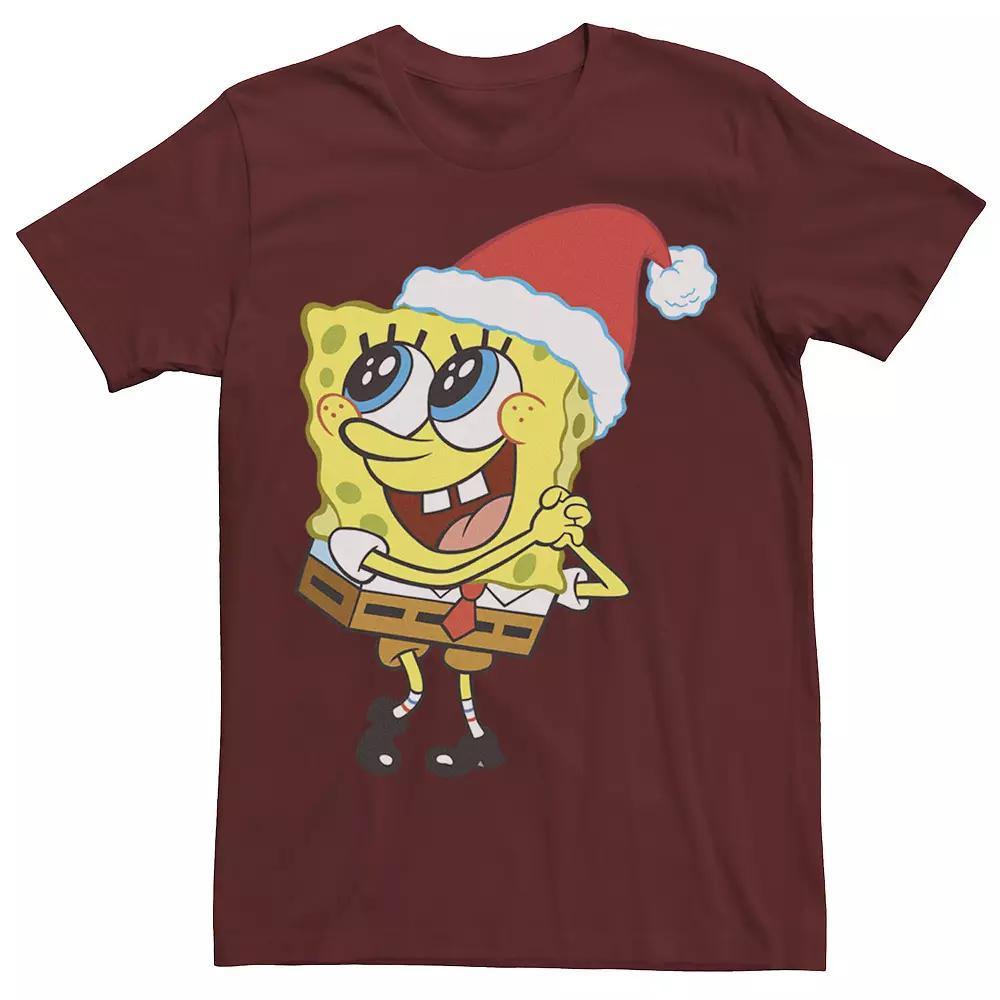 Men's Spongebob Squarepants Santa Hat Dreaming Of Christmas Tee, Size: Medium, Royal Grey Product Image