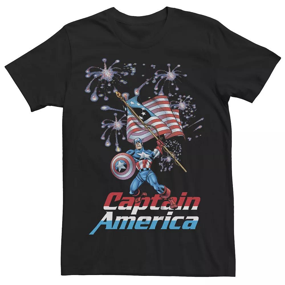 Men's Captain America Patriotic Hero Graphic Tee, Size: Medium, Black Product Image