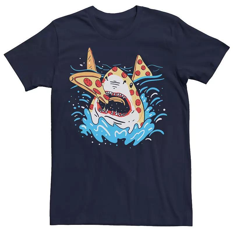 Mens Pepperoni Pizza Shark Funny Tee Blue Product Image