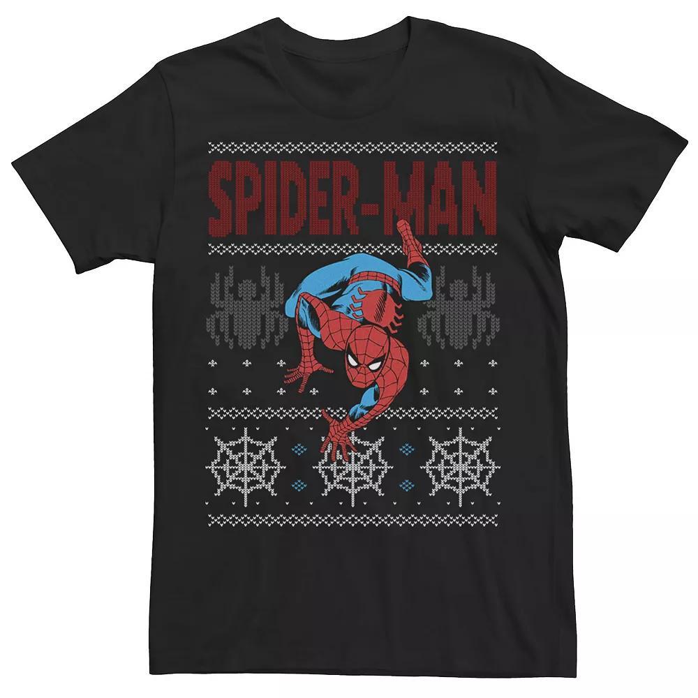 Men's Marvel Spider-Man Crawl Ugly Christmas Sweater Tee, Size: XL, Black Product Image