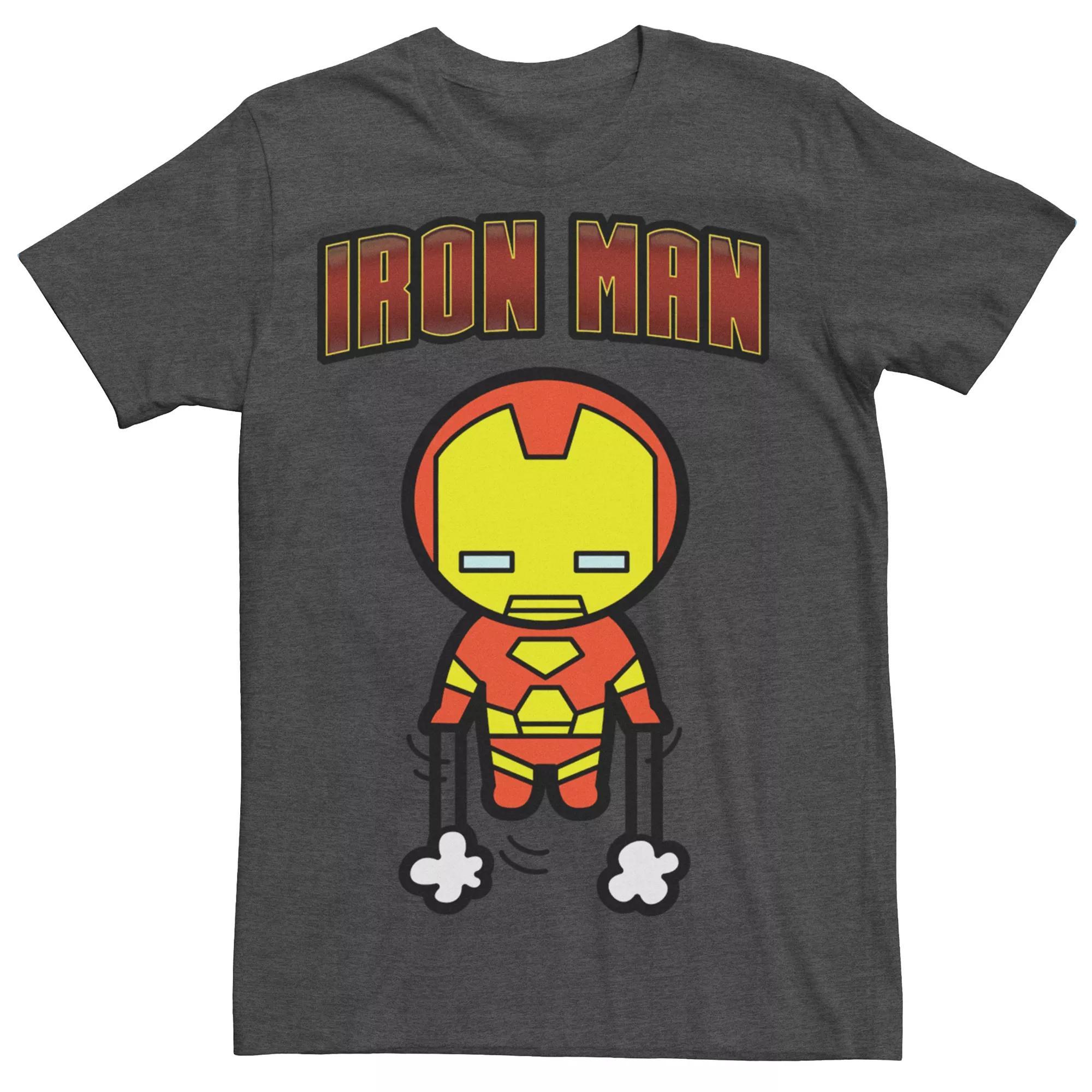 Mens Marvel Kawaii Art Collection Iron Man Short Sleeve Graphic Tee Grey Heather Product Image