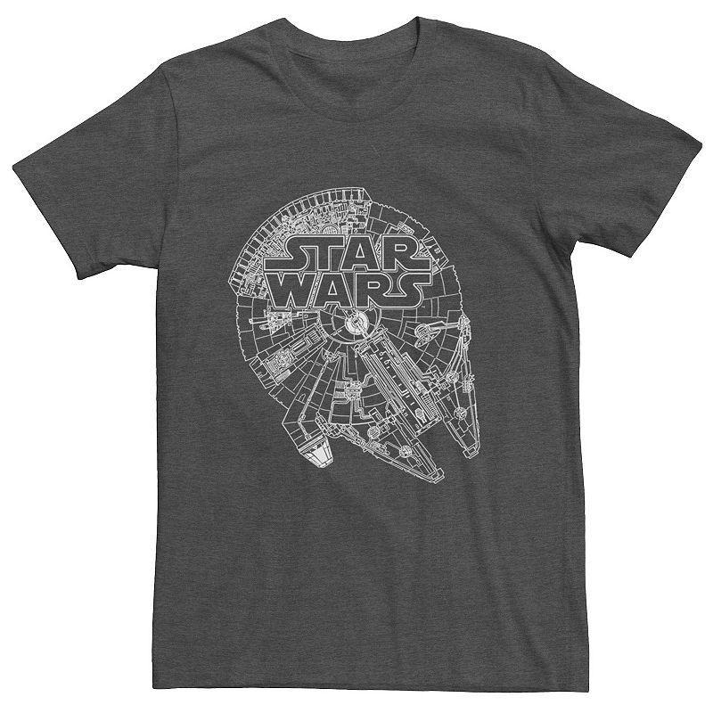 Men's Star Wars Logo and Millenium Falcon Graphic Tee, Size: 3XL, Grey Heather Product Image