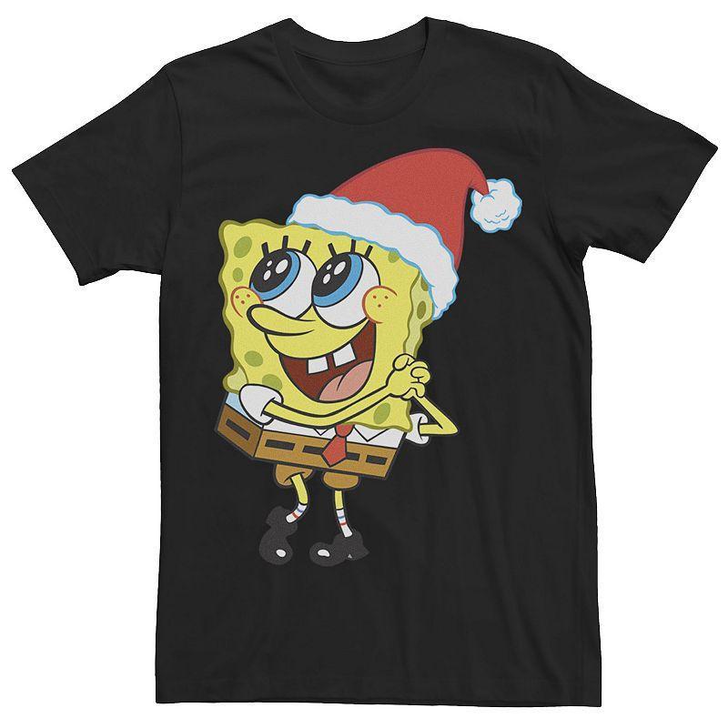 Men's Spongebob Squarepants Santa Hat Dreaming Of Christmas Tee, Size: Medium, Royal Grey Product Image