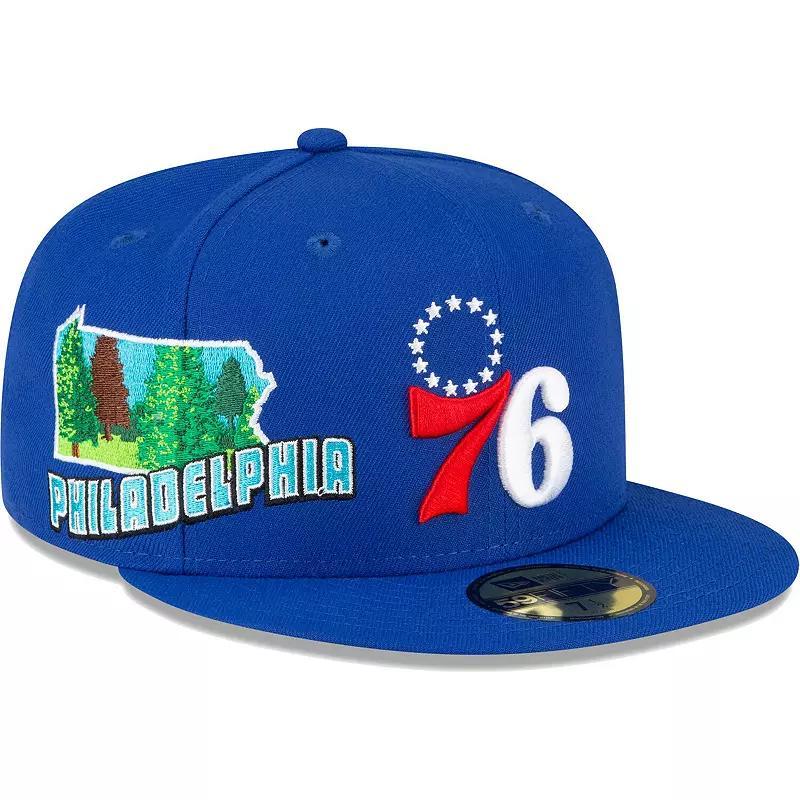 Men's New Era Royal Philadelphia 76ers Stateview 59FIFTY Fitted Hat,  Product Image