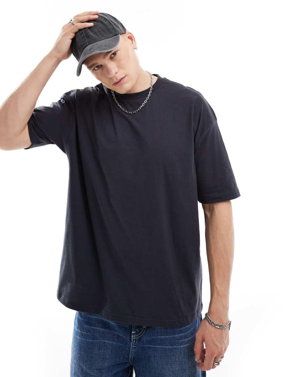 ASOS DESIGN oversized T-shirt with abstract back print in charcoal Product Image