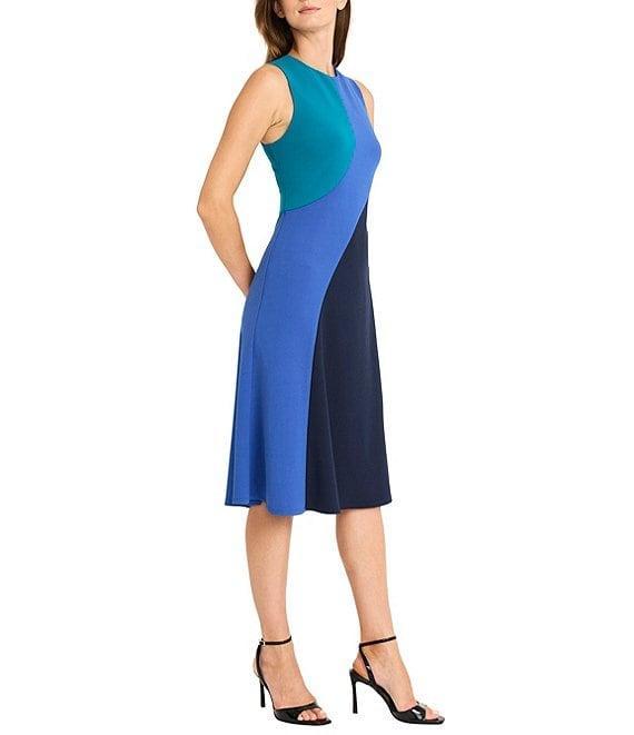Maggy London Sleeveless Color Block Midi Dress Product Image