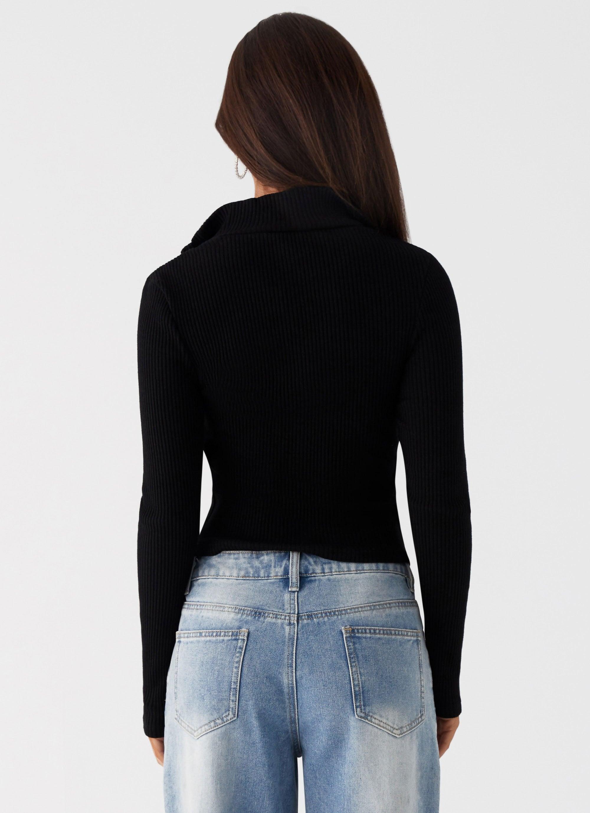 Barbara Long Sleeve Top - Black Product Image