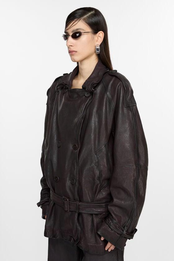 Belted leather jacket Product Image
