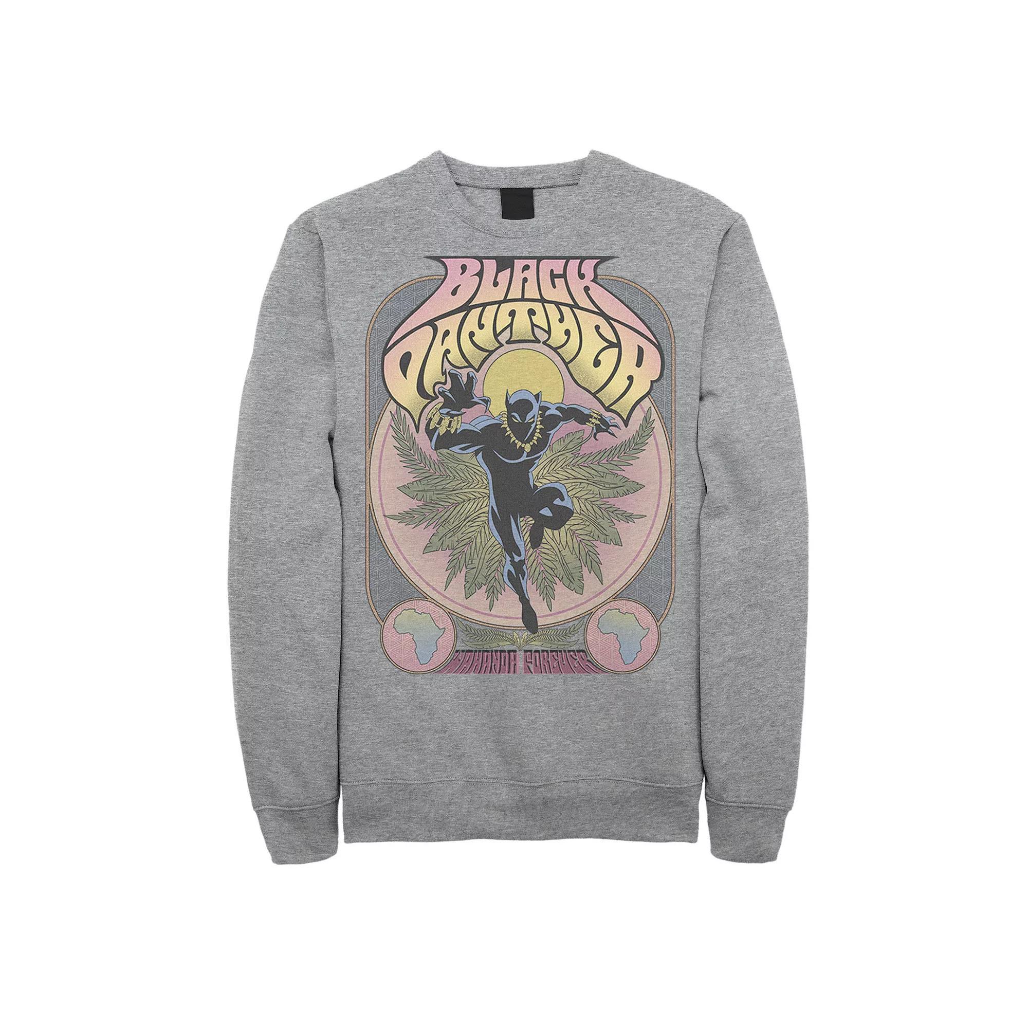 Men's Marvel Black Panther Vintage 70's Poster Style Fleece, Size: XXL, Athletic Grey Product Image