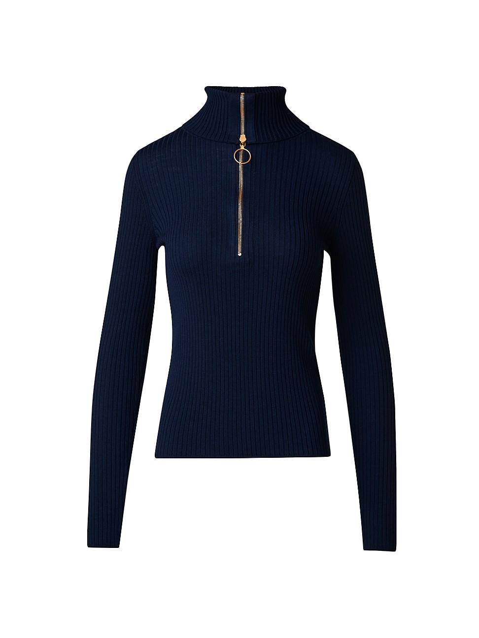 Womens Rib-Knit Merino Wool Sweater Product Image