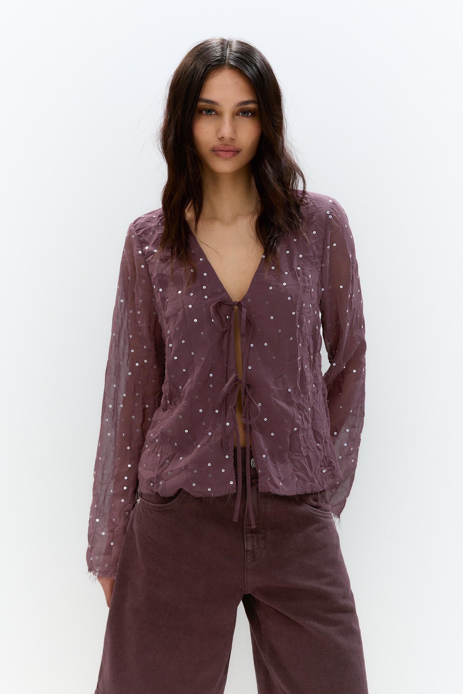 Sequined tulle blouse Product Image