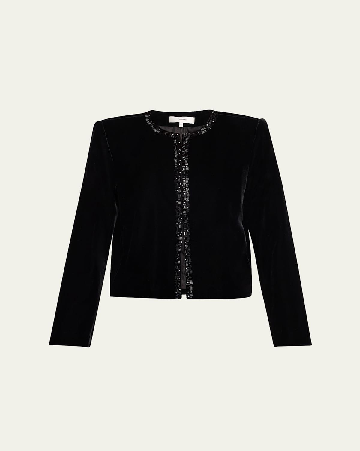 FRAME Embellished Velvet Jacket In Black Product Image