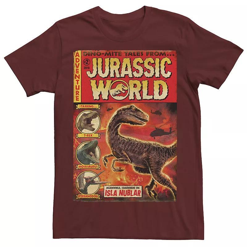 Mens Jurassic World Two Dino-Mite Tales Vintage Tee Red Grey Product Image