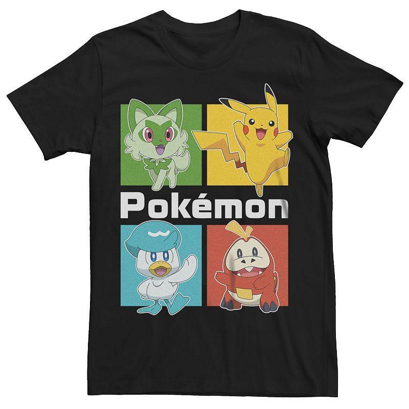 Men's Pokemon Scarlet and Violet New Starter Group Shot Box Graphic Tee, Size: Large, Black Product Image