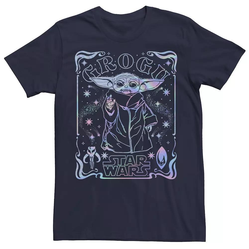 Men's Star Wars: The Mandalorian Grogu Holographic Tee, Size: XXL, Blue Product Image