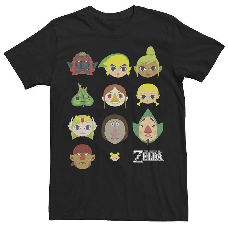 Men's Nintendo Legend of Zelda Simple Character Faces Tee, Size: XL, Black Product Image